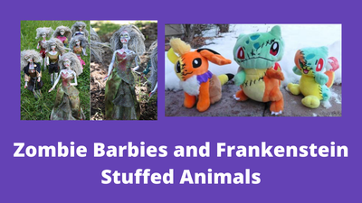 Zombie Barbie and Frankenstein Stuffed Animals